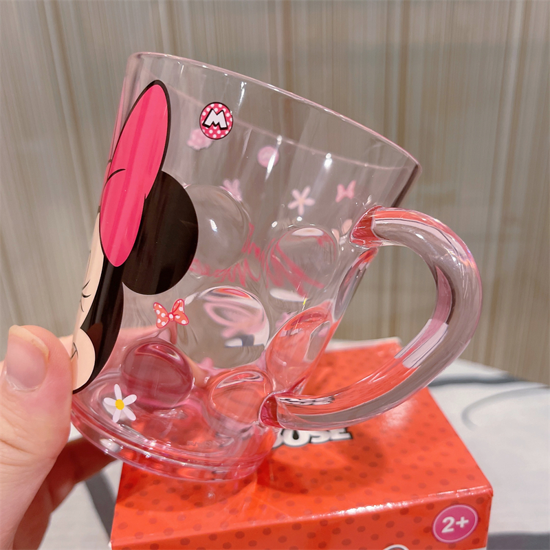 Ly nhựa pha lê trong suốt Disney có quai cầm tay hình chuột Minnie Mouse cho trẻ em