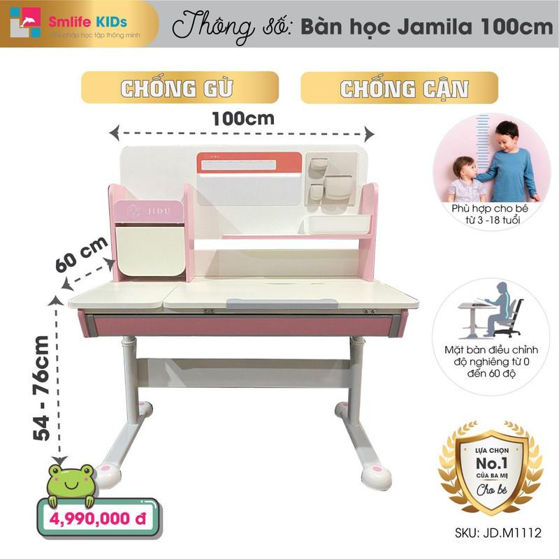 Bàn học thông minh SMLIFE Jamila 100cm - M1112 - Xanh | 100cm x 60cm x 54-76cm (mặt bàn nâng hạ)