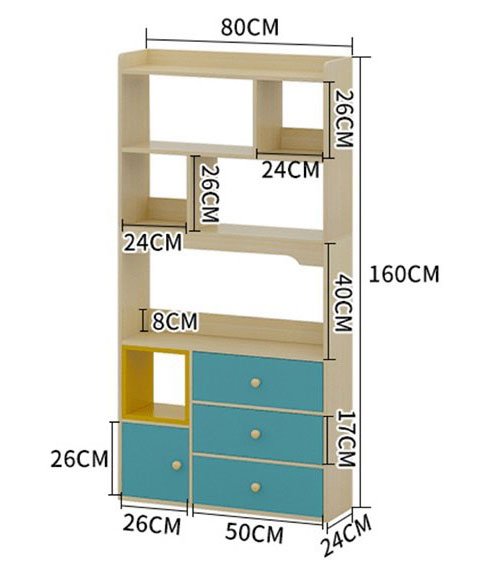 Tù Sách Gỗ Công Nghiệp Đứng Dáng Cao Kết Hợp Các Ngăn Tủ Màu Được Thiết Kế Hiện Đại Bắt Mắt KS-87