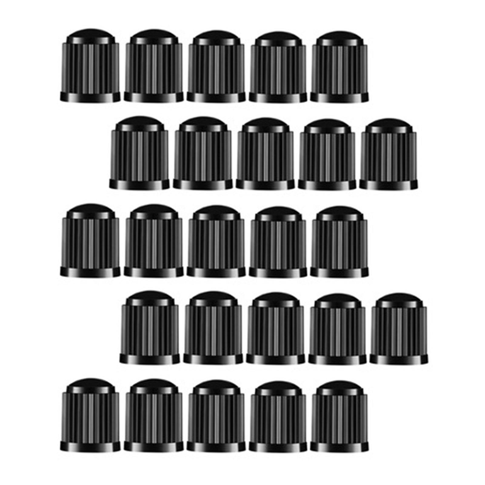 25 Pieces Car Tire Valve Stem Caps with Rubber  for Motorcycles Black
