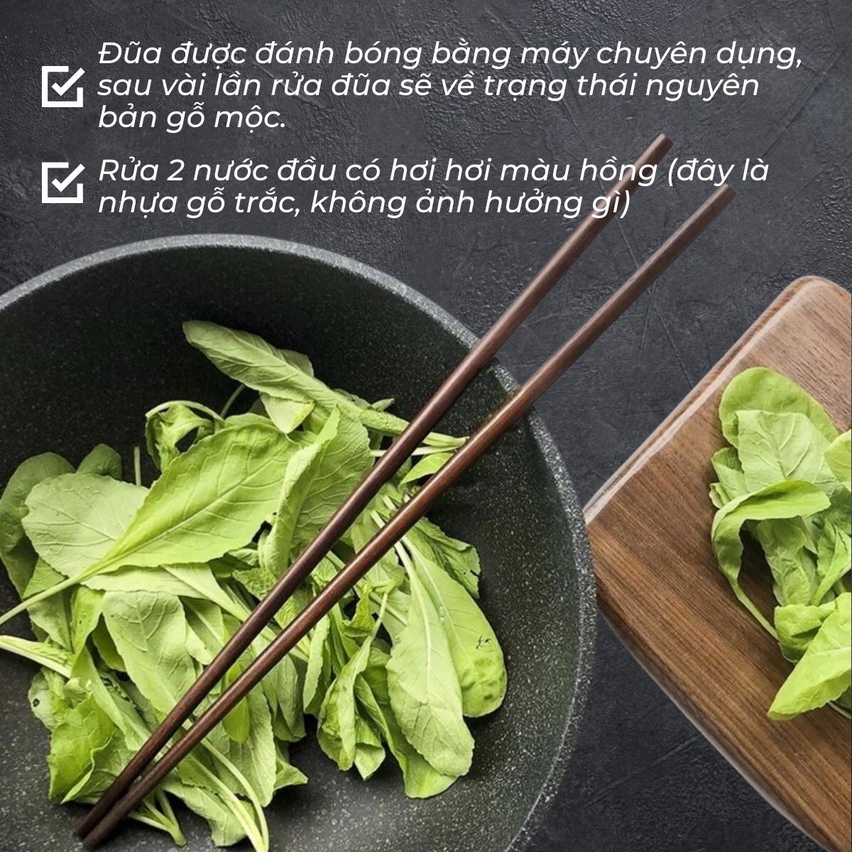 Đũa xào nấu thức ăn DandiHome gỗ trắc cao cấp, chịu nhiệt tốt, không độc hại khi gặp nhiệt độ cao