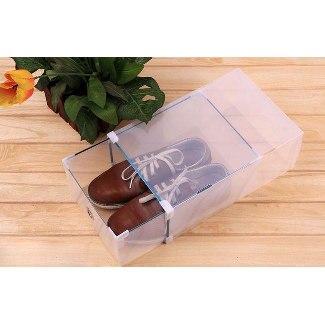 Combo 5 Hộp Đựng Giày Ngăn Kéo Viền Kim Loại Trong Suốt