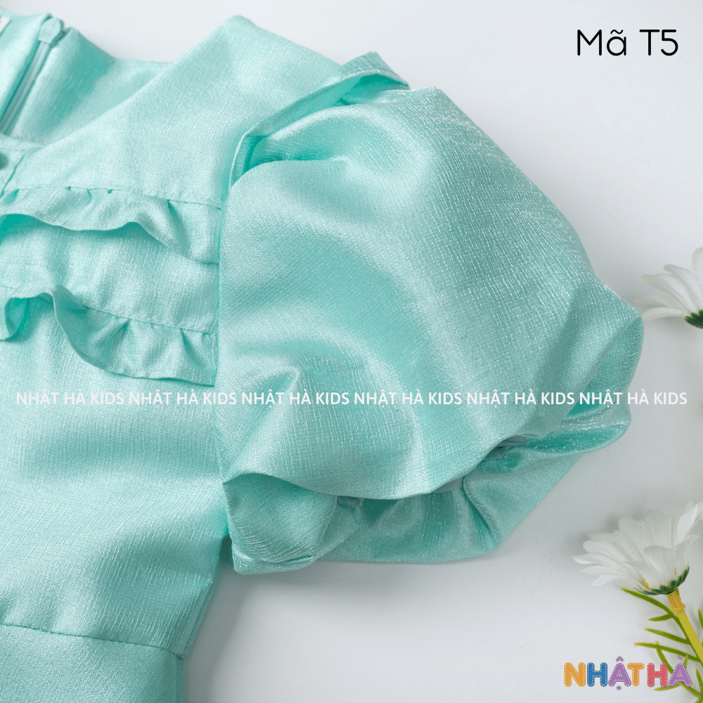 Váy đỏ cho bé gái T5 chát liêu tafta cổ điệu siêu điệu size đại 11-45kg