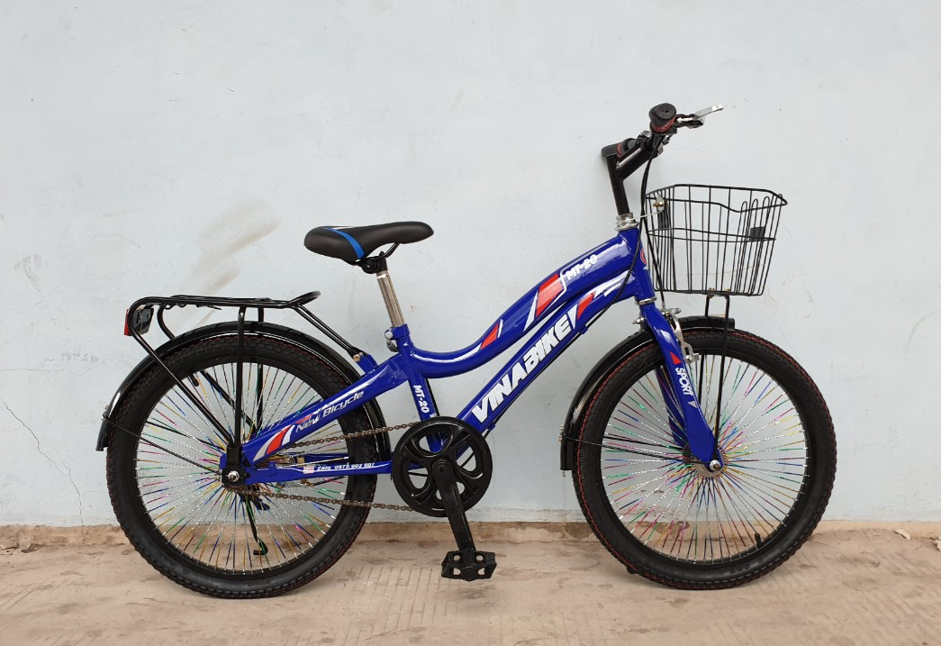 Xe đạp thể thao trẻ em Vinabike 20inch nam dày 7 màu, có giỏ xe