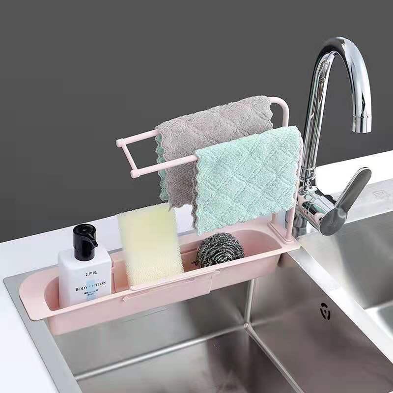 Kệ nhựa gác bồn rửa chén gấp gọn có khăn phơi - Kệ nhựa đa năng để đồ rửa chén dài 40cm gấp gọn gác bồn