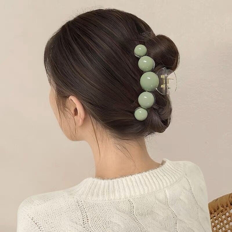 Kẹp cặp tóc càng cua hàn quốc đính ngọc trai phong cách tiểu thư cute xinh dễ thuong cho nữ màu xanh ngọc