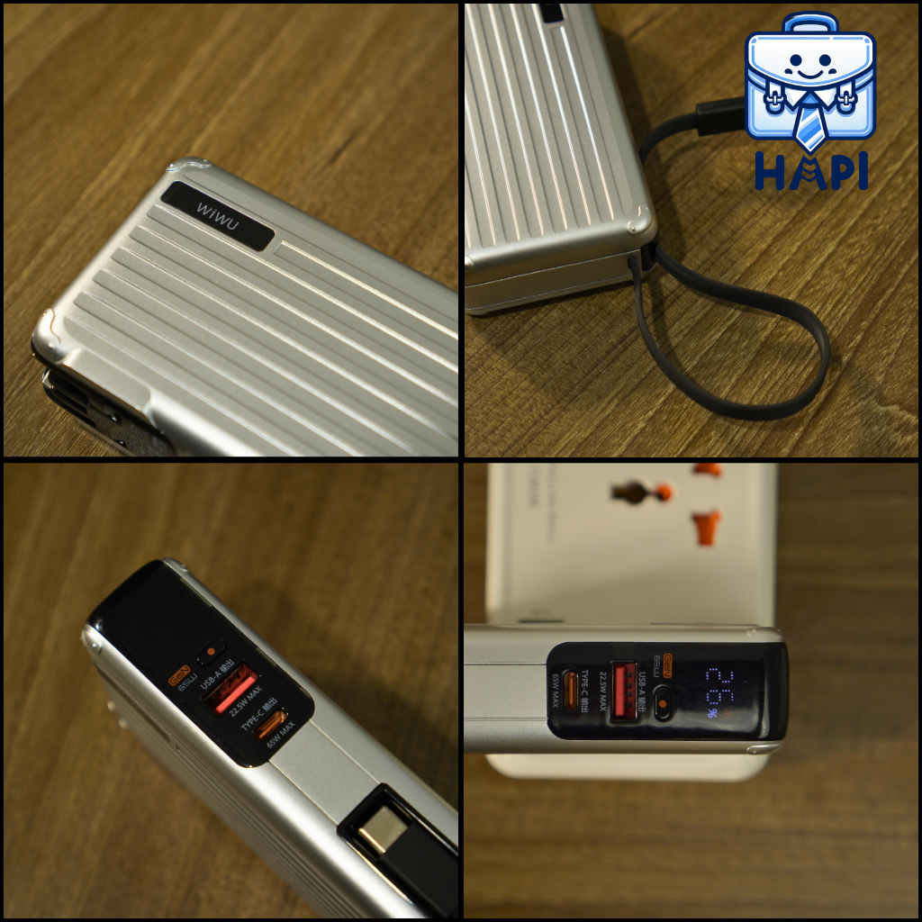 Sạc dự phòng hàng chính hãng WiWU Summit 10.000mAh 30W Wi-P045: Tích hợp cáp Type-C, kiêm củ sạc 65W đa năng