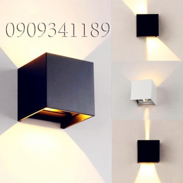 Đèn gắn tường ngoài trời hiện đại hình lập phương hắt 2 đầu điều chỉnh được hướng sáng