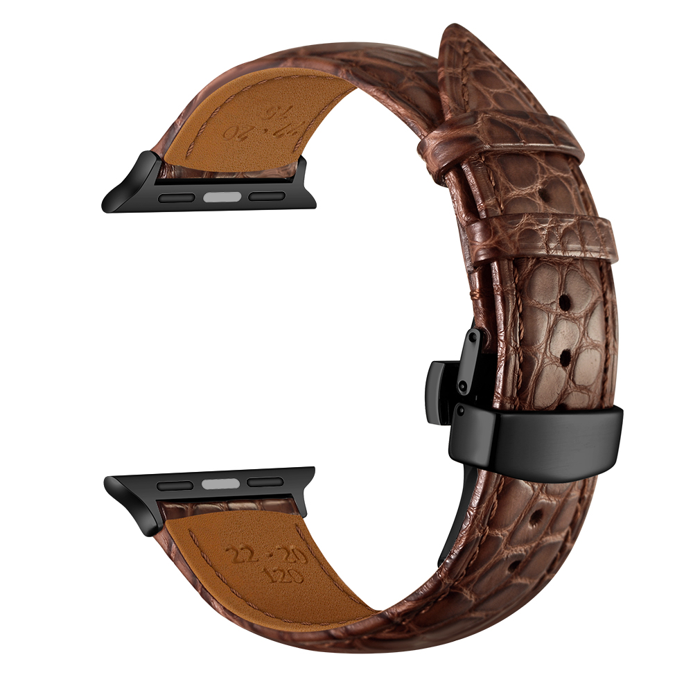 Dây Da Cá Sấu France Khóa Bướm Chống Gãy dành cho Apple Watch 42/44/45/49mm