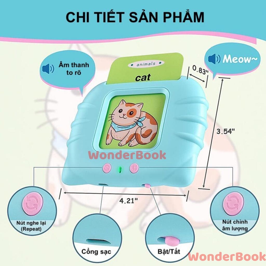 Máy Đọc Thẻ Flashcard Tiếng Anh Cho Bé- 112 thẻ 224 từ vựng Happu world- Sạc cổng USB không sóng điện từ