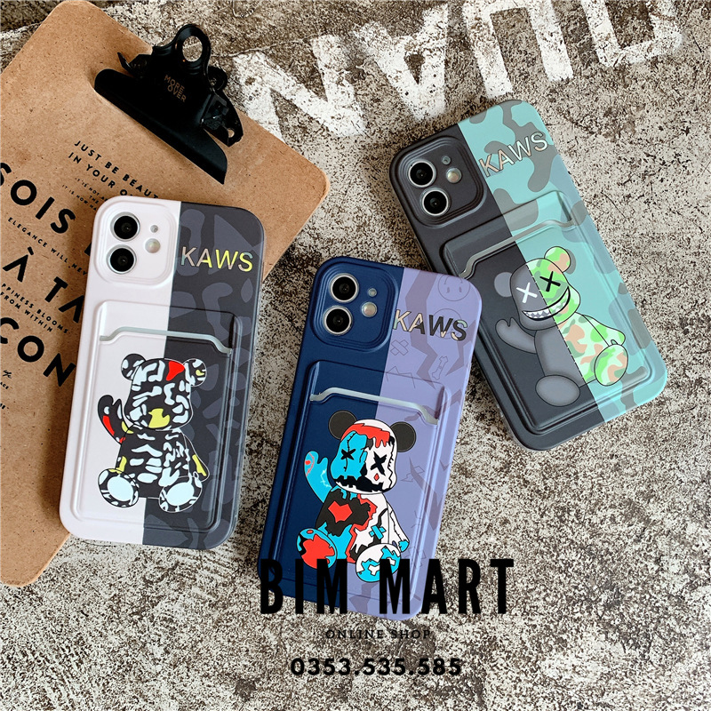 Ốp lưng chú gấu bụng phệ Bearbrick Cho iPhone 7 Plus/8 Plus/X/Xs/Xs Max/11/11 Pro/11 Pro Max/12/12 Pro/12 Pro Max/13/13 Pro/13 Pro Max kèm khay đựng thẻ ATM