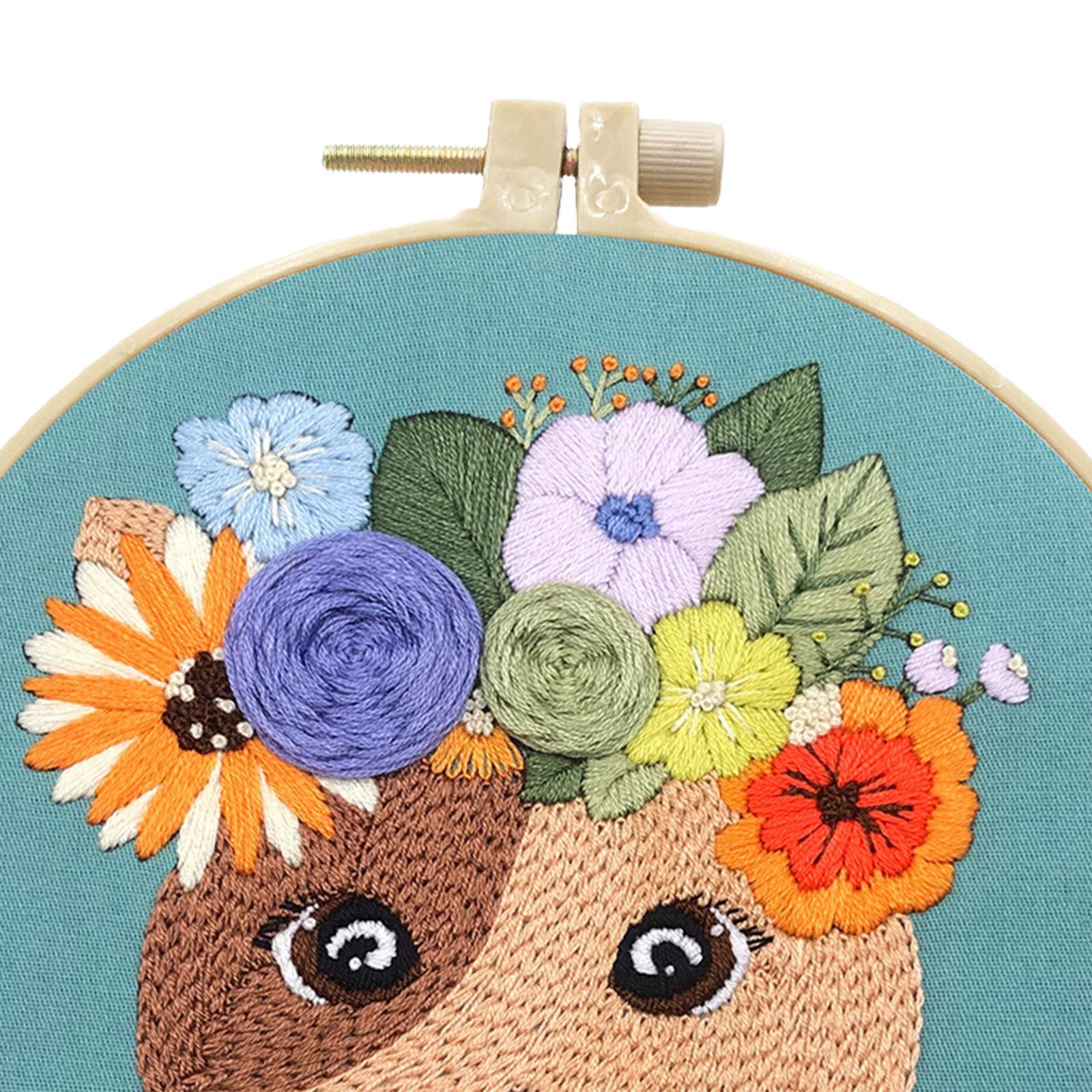 Cross Stitch Cat Embroidery Starter , DIY Embroidery Hoop Cartoon Pattern for Adults Decorative Handmade Sewing Hand Craft Decor Gift