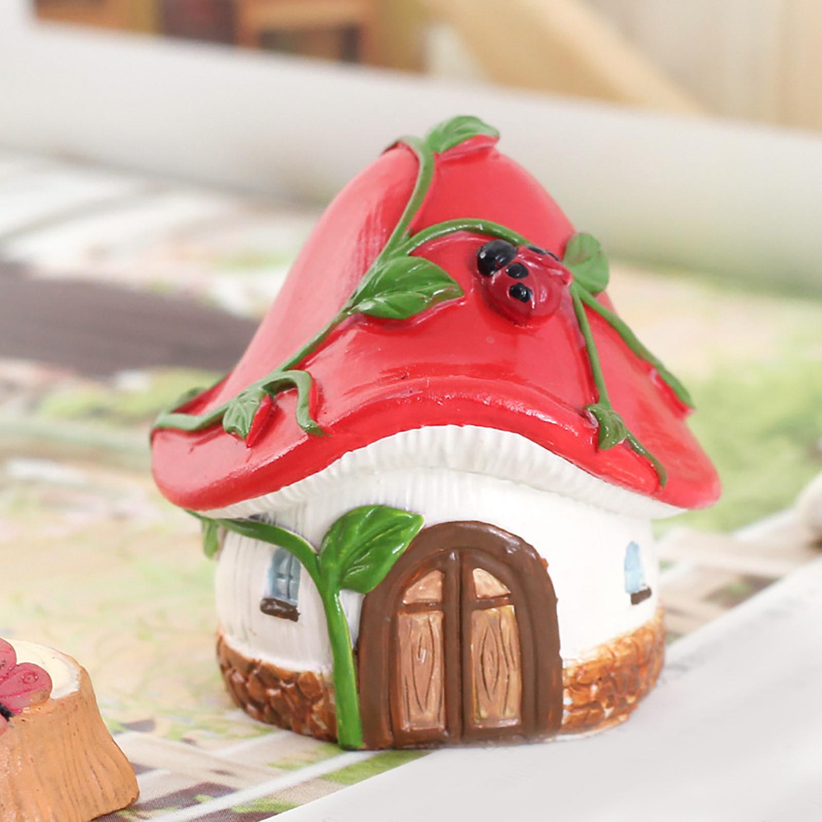 2Pcs Miniature Fairy Garden House Statue for Miniature Plant Pots Fairy