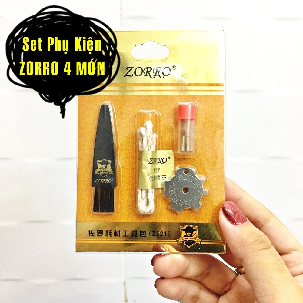 SET phụ kiện Zorro 4 món cho bật lửa hột quẹt Vzipo