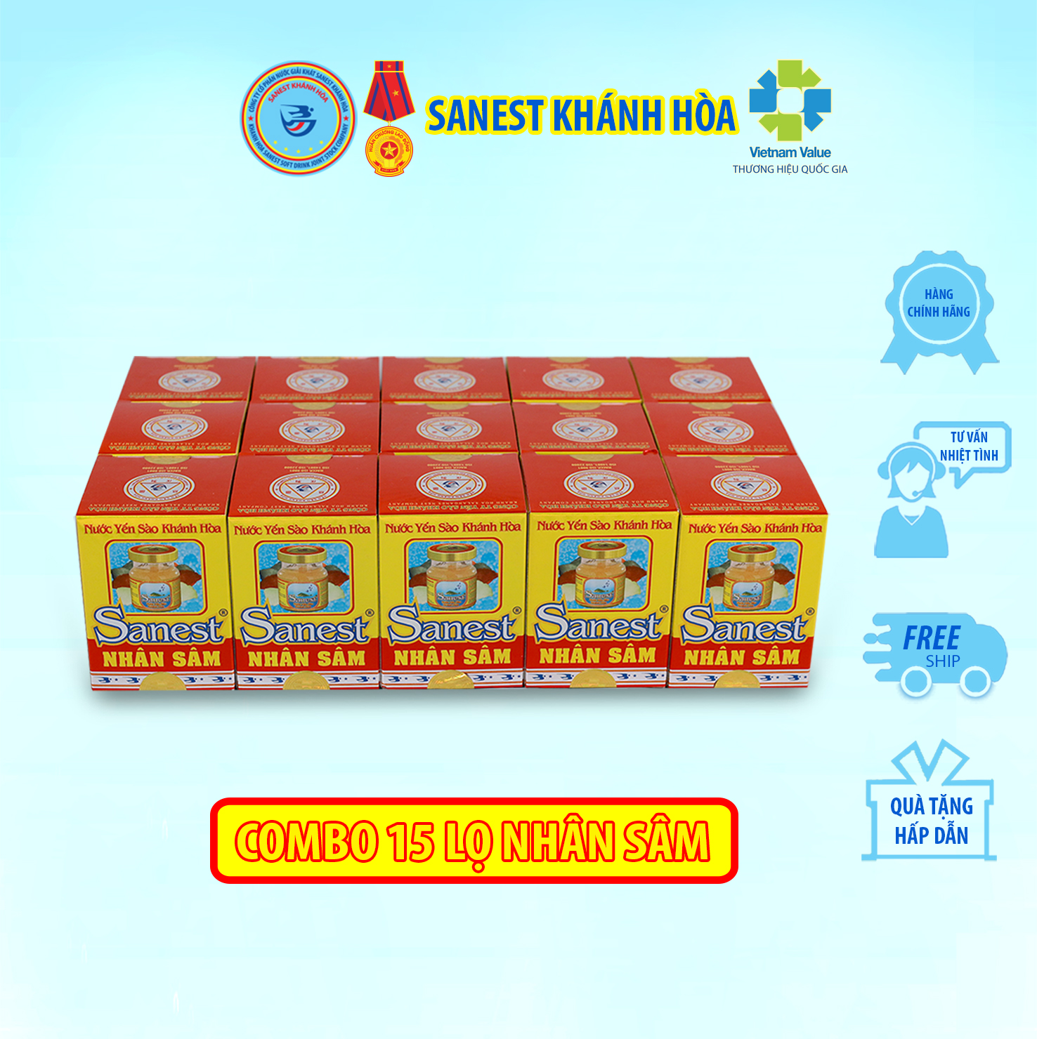 Nước Yến sào Khánh Hòa Sanest Nhân sâm đóng lọ 70 ml