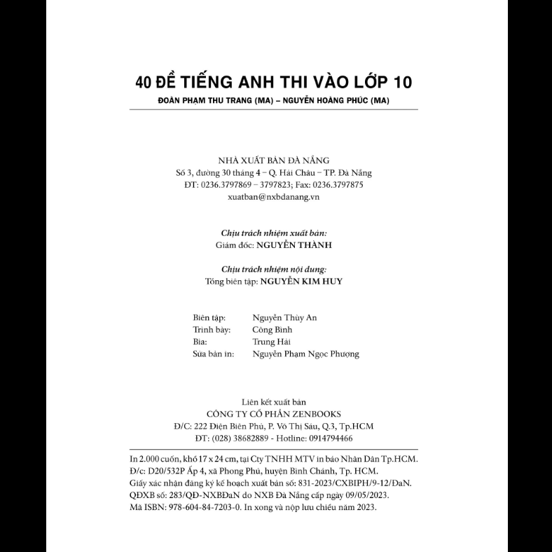 Sách 40 Đề Tiếng Anh Thi Vào Lớp 10