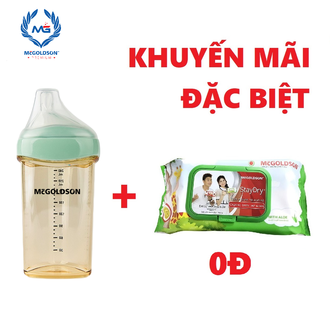 Bình sữa đa năng RICHKID-McGOLDSON PPSU Plus 240mL