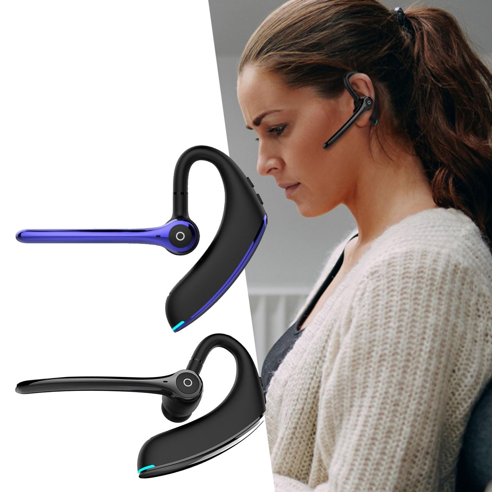 Bluetooth Single Ear Headset Active Noice Reduction Wireless Waterproof Earpiece with Mic Laptops for Workout Trucker Driving Call