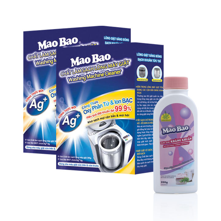 Combo 2 Hộp Vệ Sinh Lồng Giặt Mao Bảo Ag+ 306g - Tặng 1 chai Nước Giặt Kháng Khuẩn Mao Bao 200g