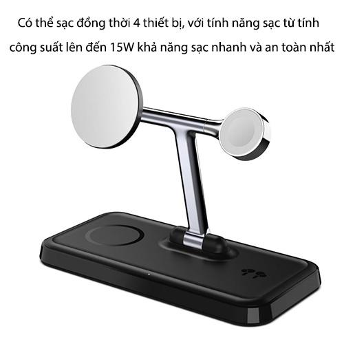 ĐẾ SẠC KHÔNG DÂY 4 THIẾT BỊ HYPE RJUICE 4-IN-1 WIRELESS PORTABLE &amp; TRAVEL HJ-499QM hỗ trợ đang năng - hàng chính hãng