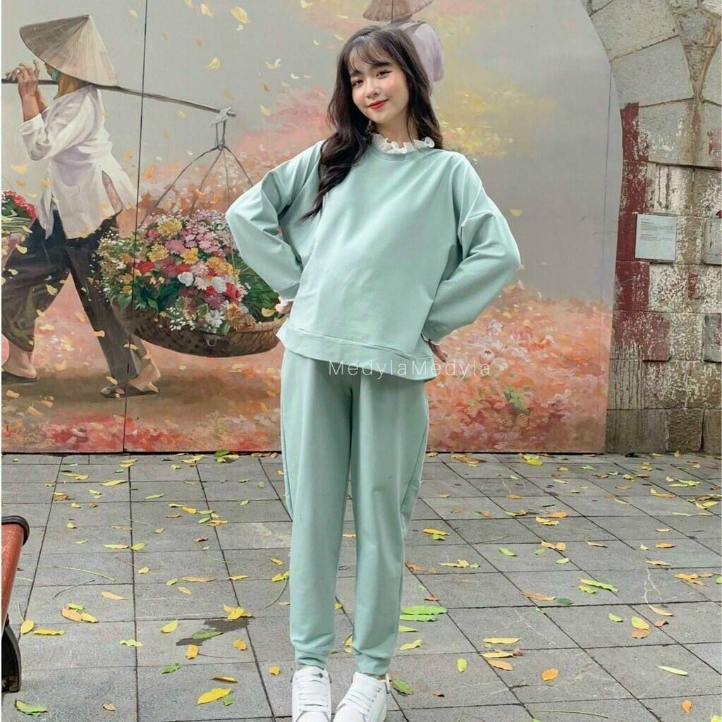 Bộ Bầu Thể Thao Mùa Đông - Bộ Bầu Da Cá Thêu Chữ Siêu Xinh