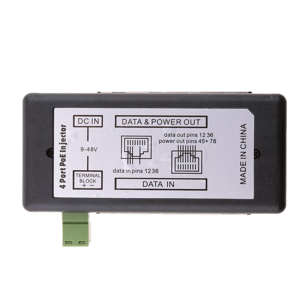 4 POE Ports Injector Switch 12-48V Passive Power Supply Module Over Ethernet