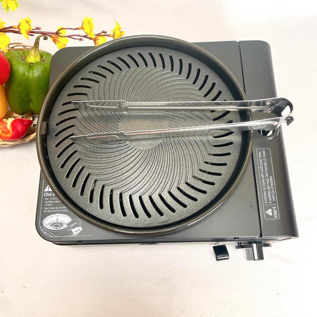 Bộ Bếp Nướng BBQ KHÔNG KHÓI VĨ CHỐNG DÍNH TẶNG I Kèm gấp inox + hộp - Bếp dùng Gaz nướng không khối chuyên nghiệp