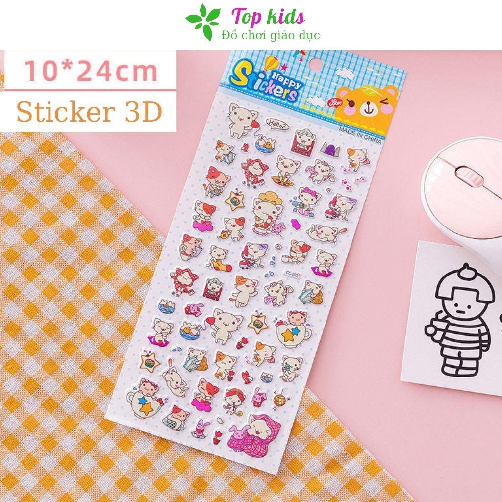 Sticker cute hình dán dễ thương nổi 3D kích thước 24 x10cm nhiều mẫu đa dạng cho bé trai bé gái - TOPKIDS