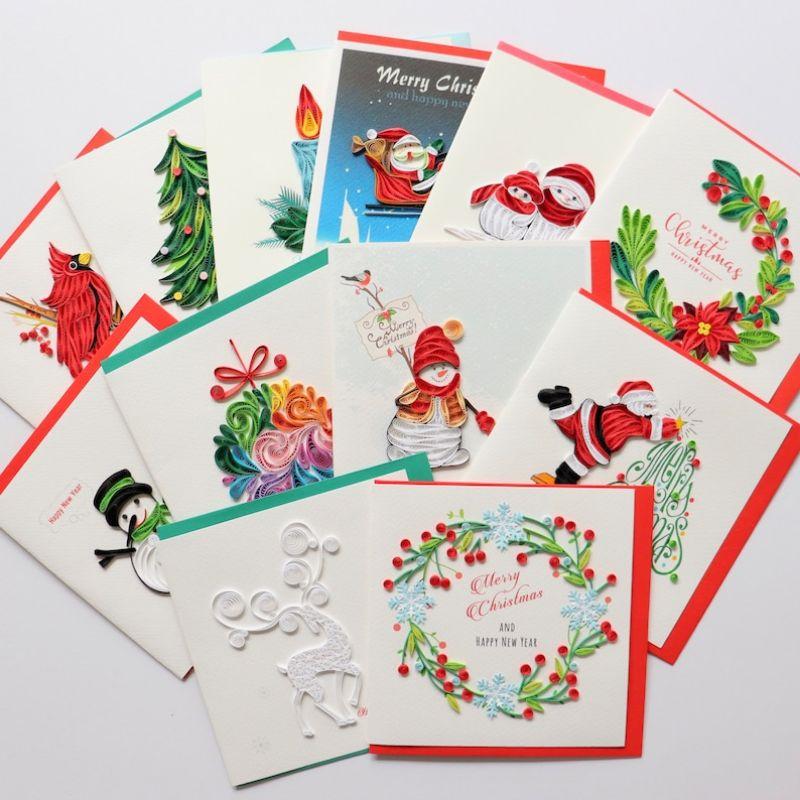 THIỆP QUILLING NOEL NHIỀU MẪU