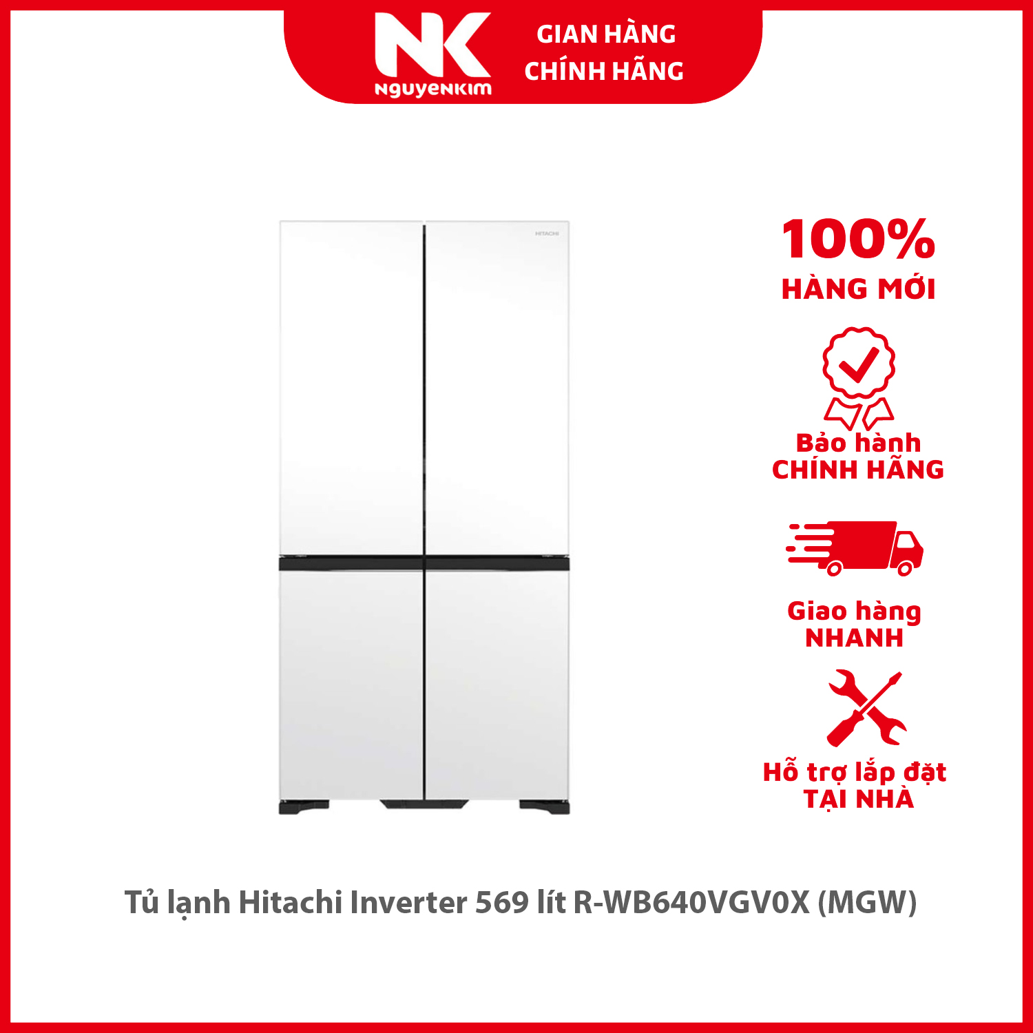 Tủ lạnh Hitachi Inverter 569 lít R-WB640VGV0X (MGW) - Hàng chính hãng [Giao hàng toàn quốc]