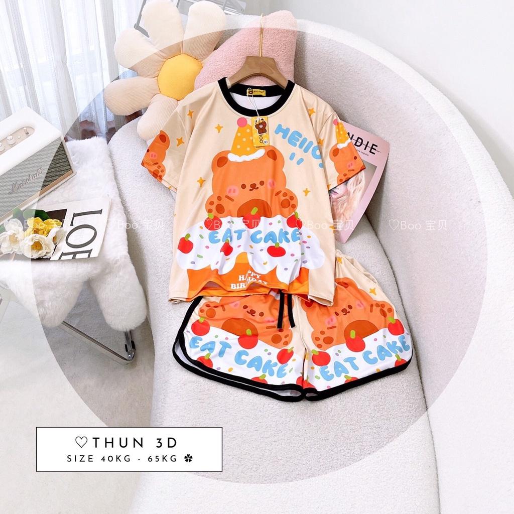 Set Thun Đùi Cotton Mịn In 3D