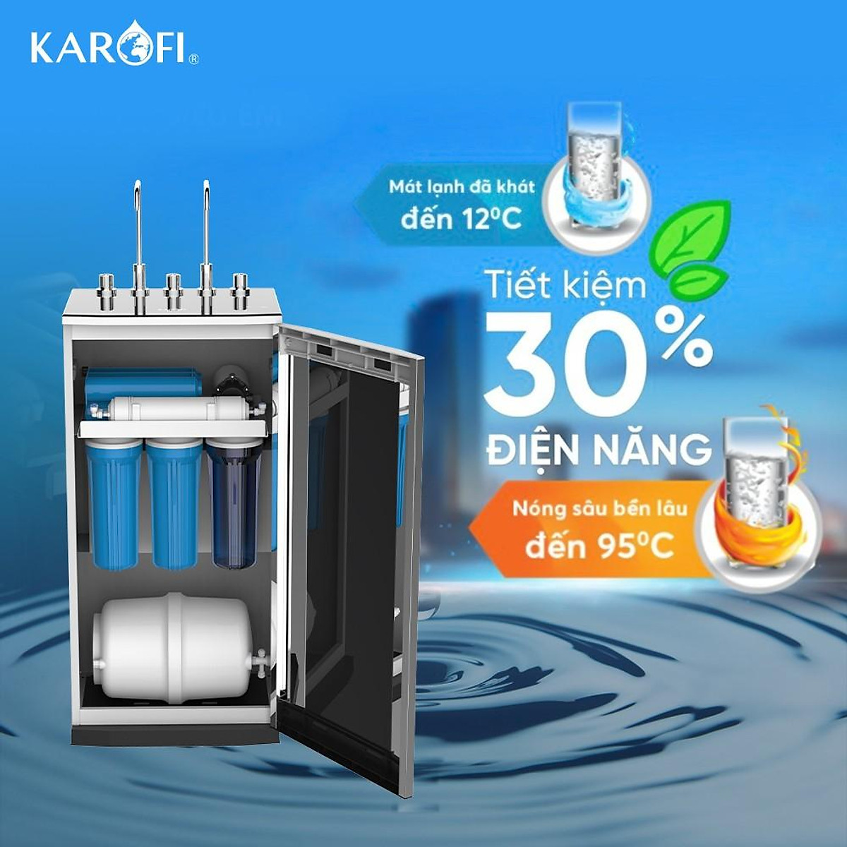 Máy lọc nước nóng lạnh 2 vòi Karofi KAD-D950 - Hàng chính hãng