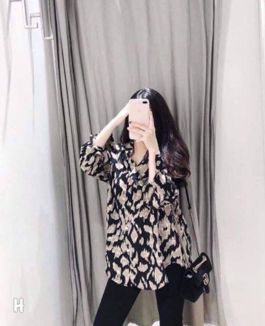 ÁO SƠ MI DA BEO CỔ LẬT TAY DÀI