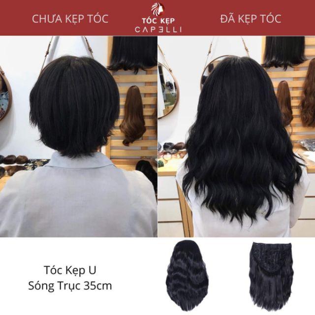Tóc giả nữ đẹp kẹp U nửa đầu xoăn trục ngắn ku17