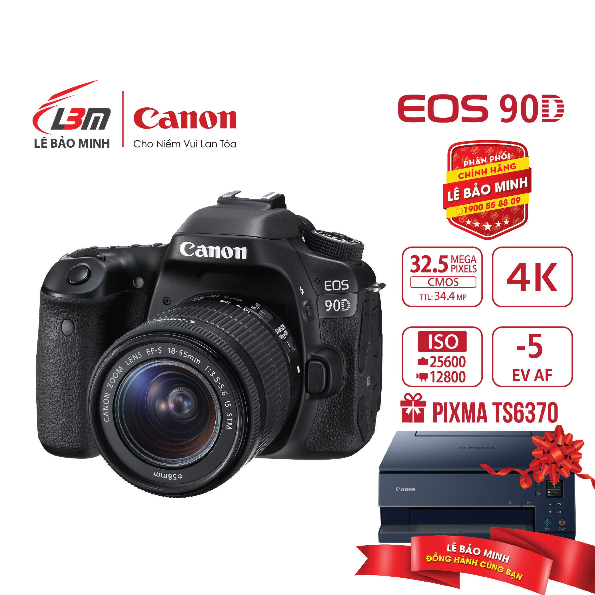 Máy ảnh Canon EOS 90D KIT 18-55mm - Hàng Chính Hãng Lê Bảo Minh