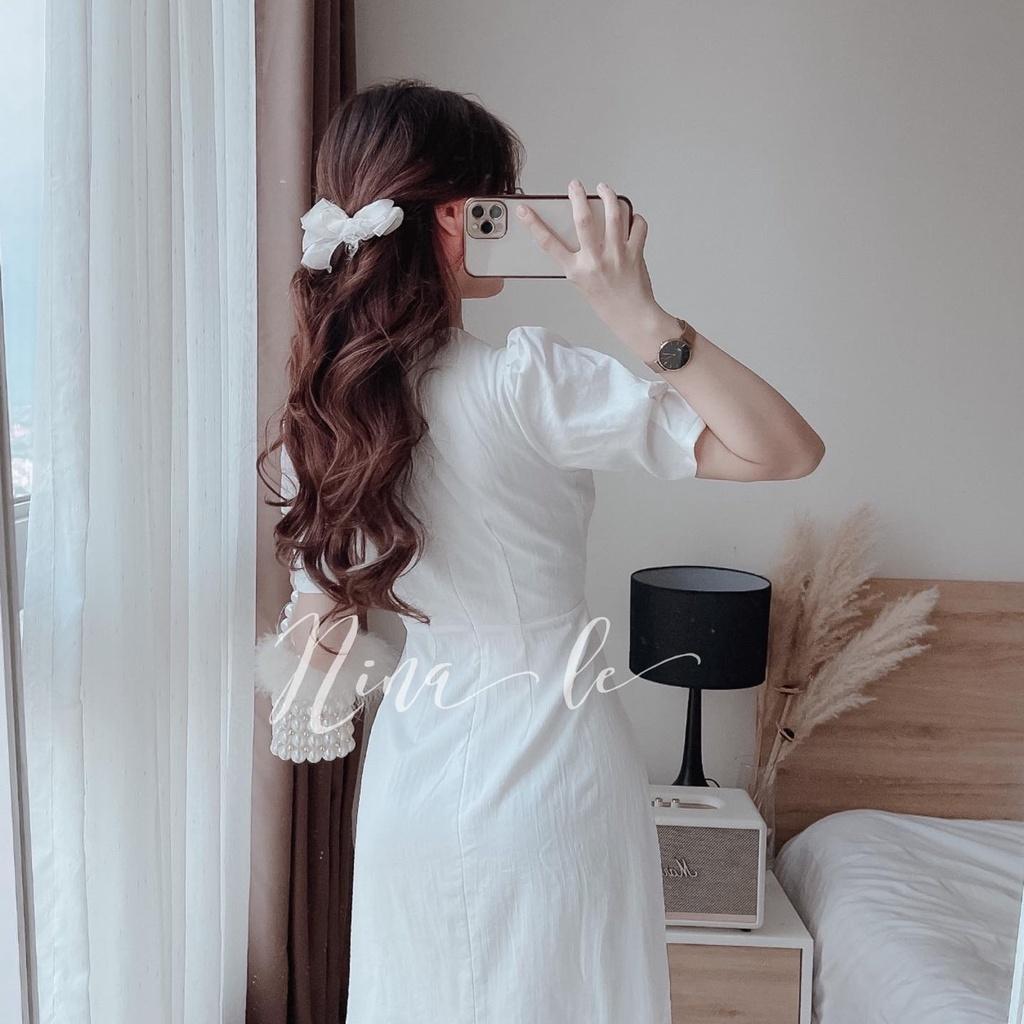 Đầm nữ midi cổ chéo dáng chữ A siêu xinh 2 màu sắc giúp nàng nổi bật dạo phố, dạ tiệc