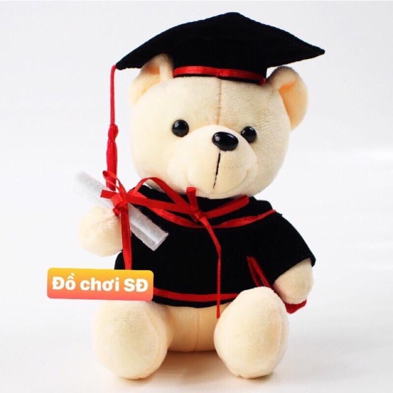 THÚ BÔNG GẤU TỐT NGHIỆP TRUNG 27cm - tặng túi gói quà và nơ