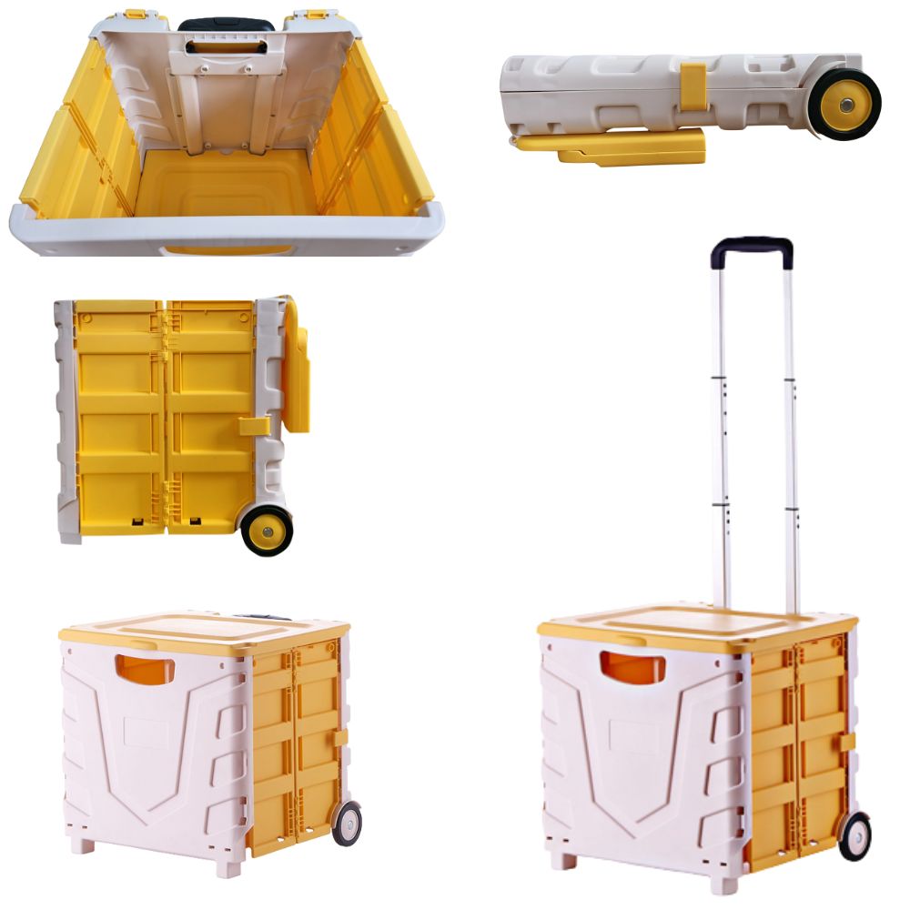 Thùng đựng đồ gấp gọn có bánh xe tay kéo đa năng để cốp ô tô đi siêu thị di chuyển đồ nặng kiểu dáng hiện đại