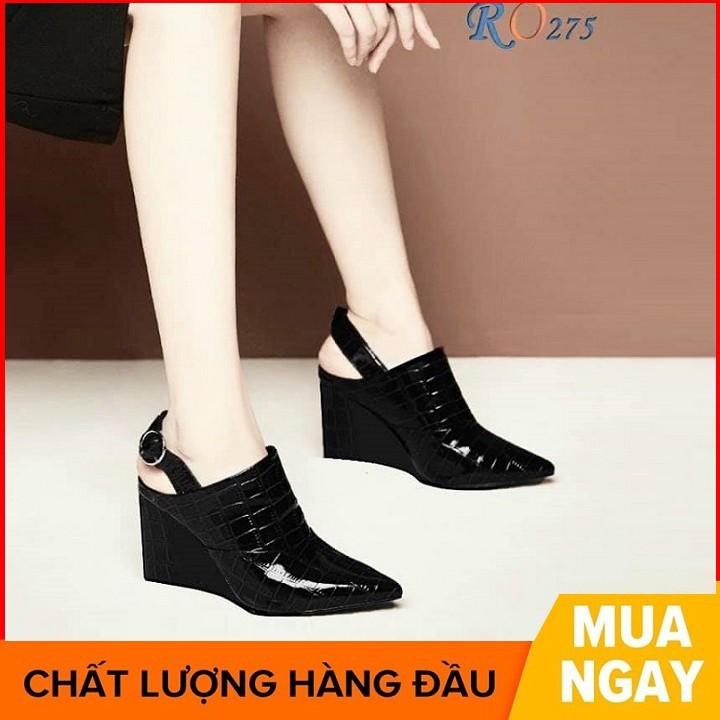 Giày sandal nữ cao gót 7 phân màu đen hàng hiệu rosata ro275