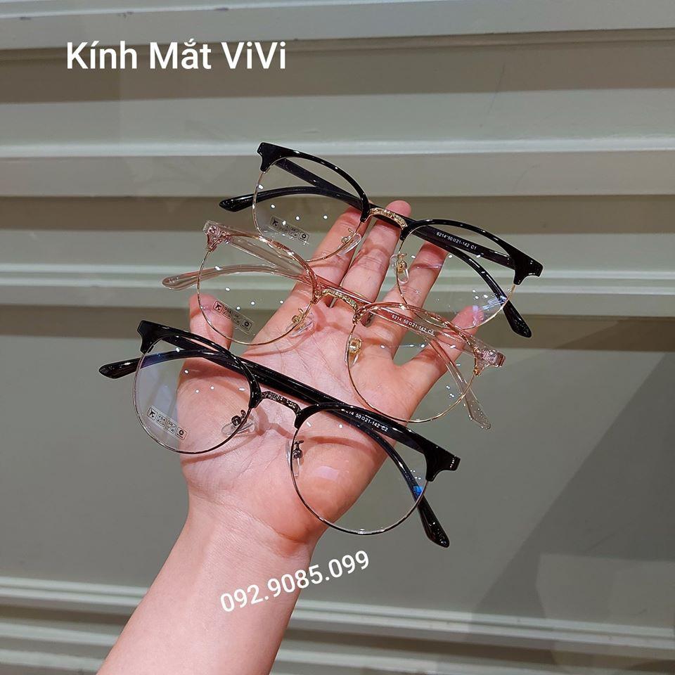 Gọng kính cận dáng kính vừa - Gọng nhựa - viền 2 mắt kim loại - Kính Mắt ViVi - Nhận cắt cận viễn loạn