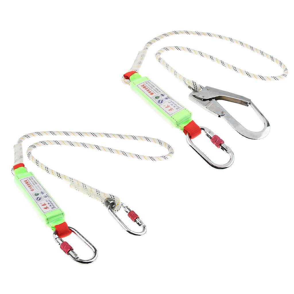 15KN Safety Lanyard Climbing Fall Protection Harness Belt Carabiner Rope