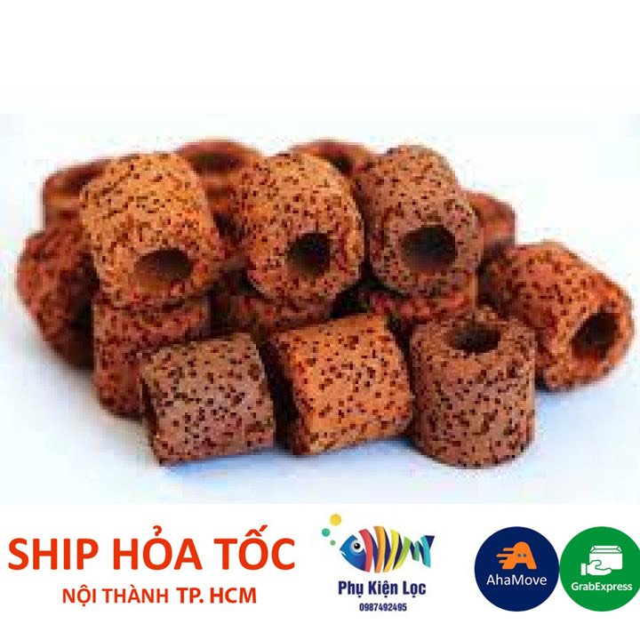 Sứ  Đỏ lọc Hồ Cá Túi 1Kg Sứ Viên Đỏ Hình Trụ Chế Tạo Chắc Chắn