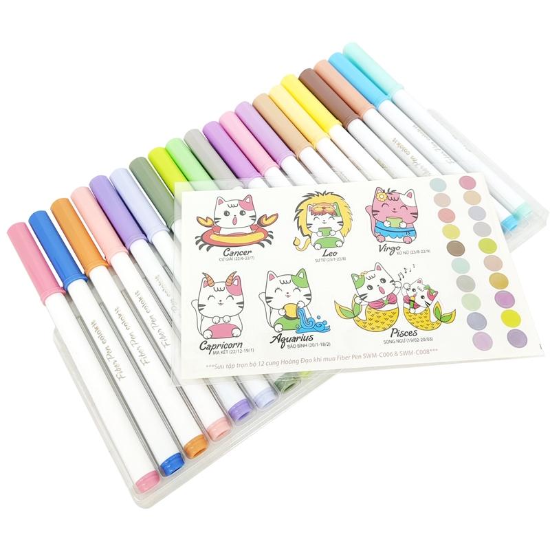 Hộp 20 Bút Lông Màu Pastel Rửa Được Washable Fiber Pen - Colokit SWM-C008