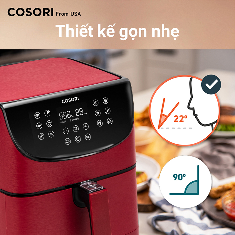 Nồi Chiên Không Dầu 5.5L COSORI CP158-AF Màu Đỏ - Hàng Chính Hãng