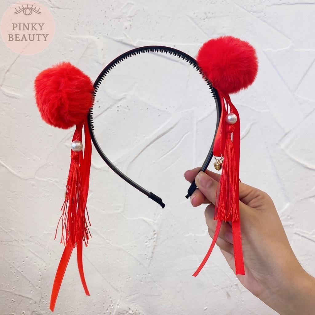 Băng Đô Cài Tóc, Bờm Tóc Phối Tua Rua, Nơ, Bông Phong Cách Trung Hoa, Thời Trang Cá Tính Cho Bé Gái - Pinky Beauty