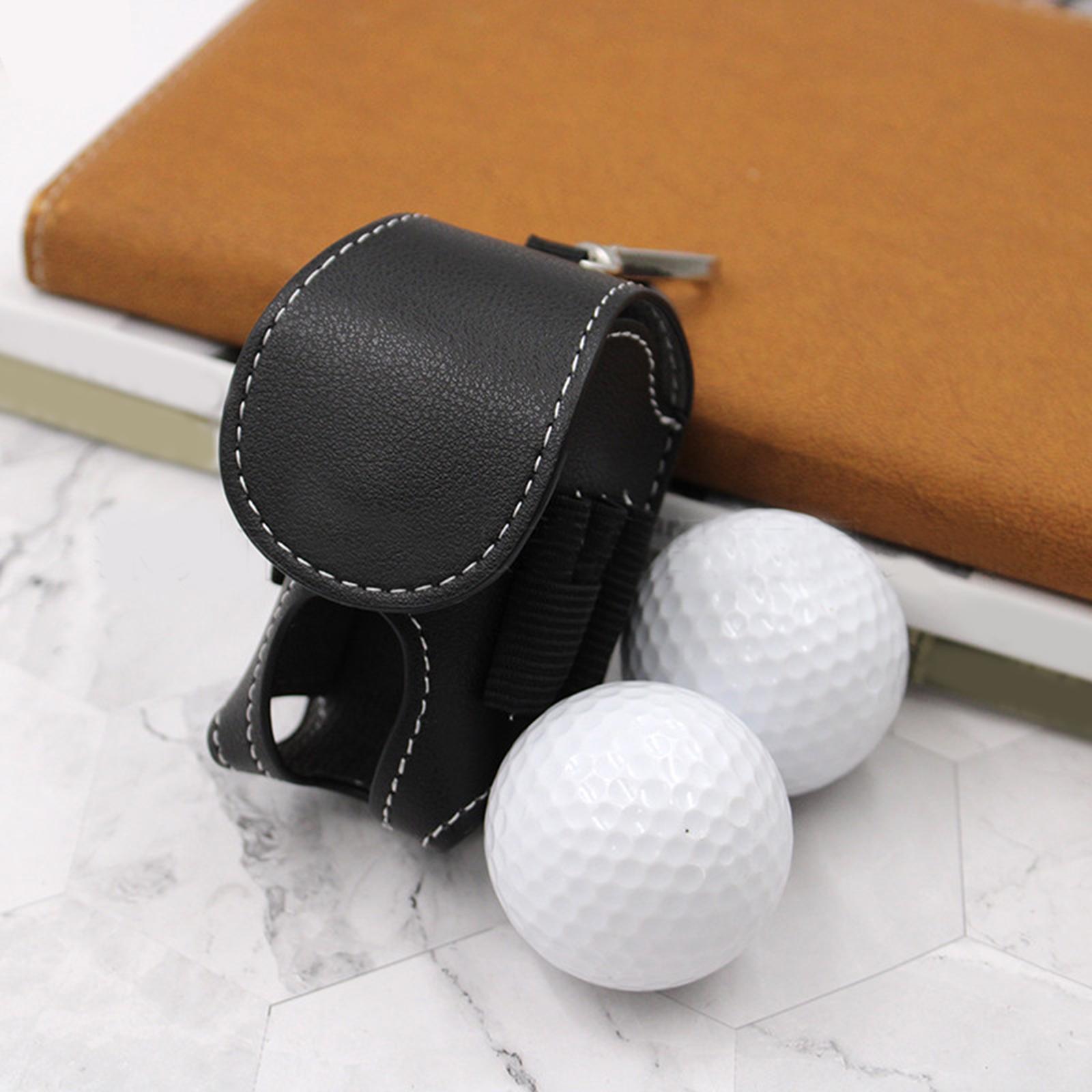 PU Leather Golf Ball Carry Bag Waist Pouch with Hook Golf Accessory