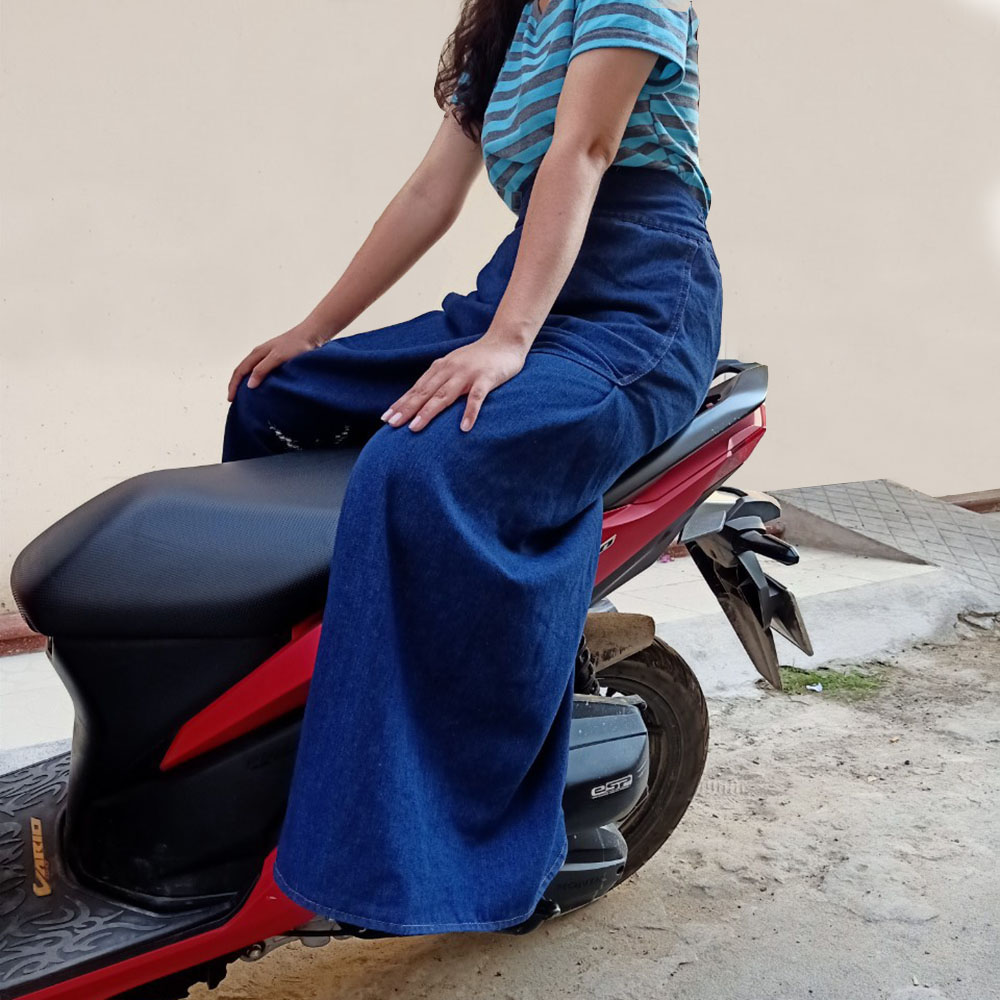 VÁY CHỐNG NẮNG XẺ TÀ THÔNG MINH - Váy chống nắng Xẻ tà vải Jean mềm Cao cấp có thêu Họa tiết Chuồn chuồn