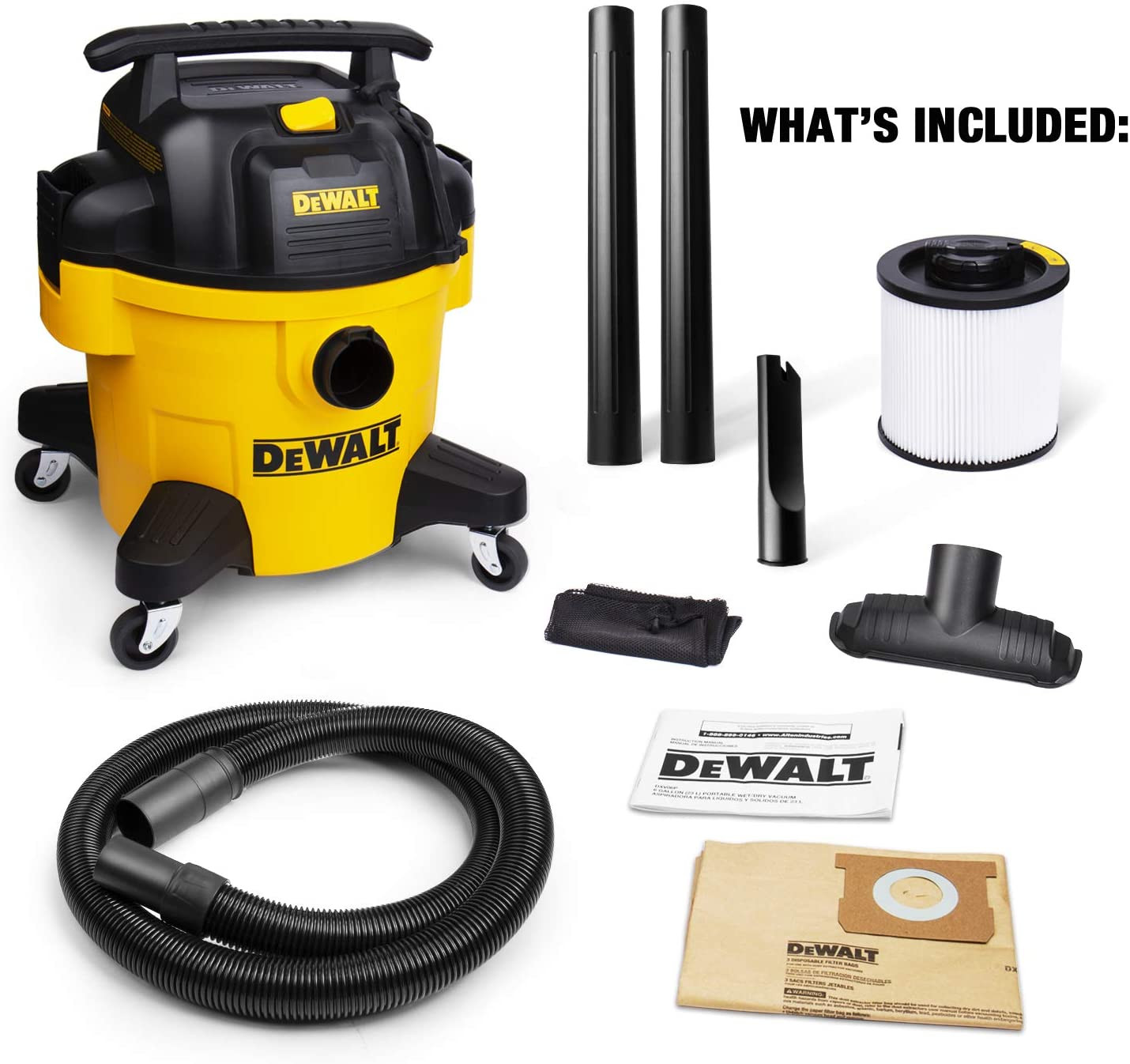 Máy hút bụi công nghiệp 23L công suất 3000W 3 chức năng hút ướt/hút khô/thổi DeWalt USA DXV23P- Hàng chính hãng