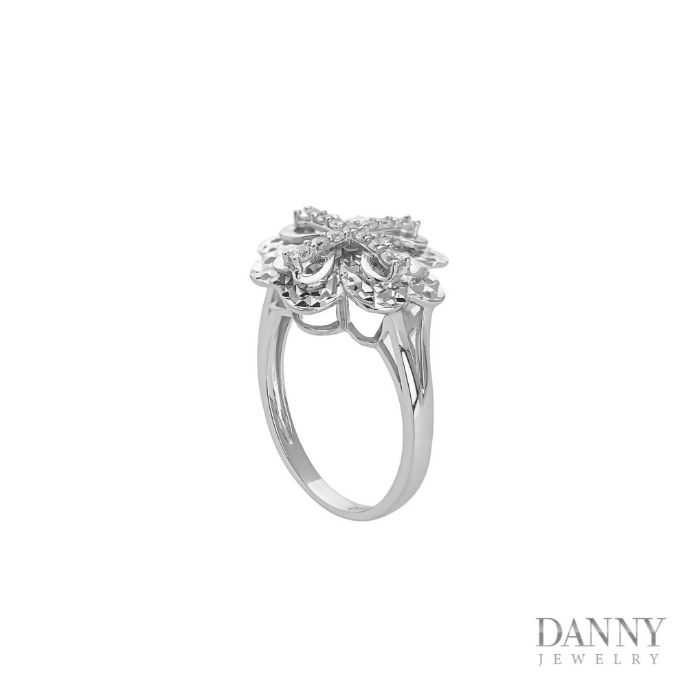 Nhẫn Nữ Danny Jewelry Bạc 925 Xi Bạch Kim Kiểu Dáng Cỏ 4 Lá May Mắn KI4GZ008