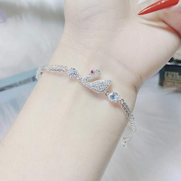 Lắc tay nữ kim tiền mặt thiên nga chất liệu bạc s925 MS115t
